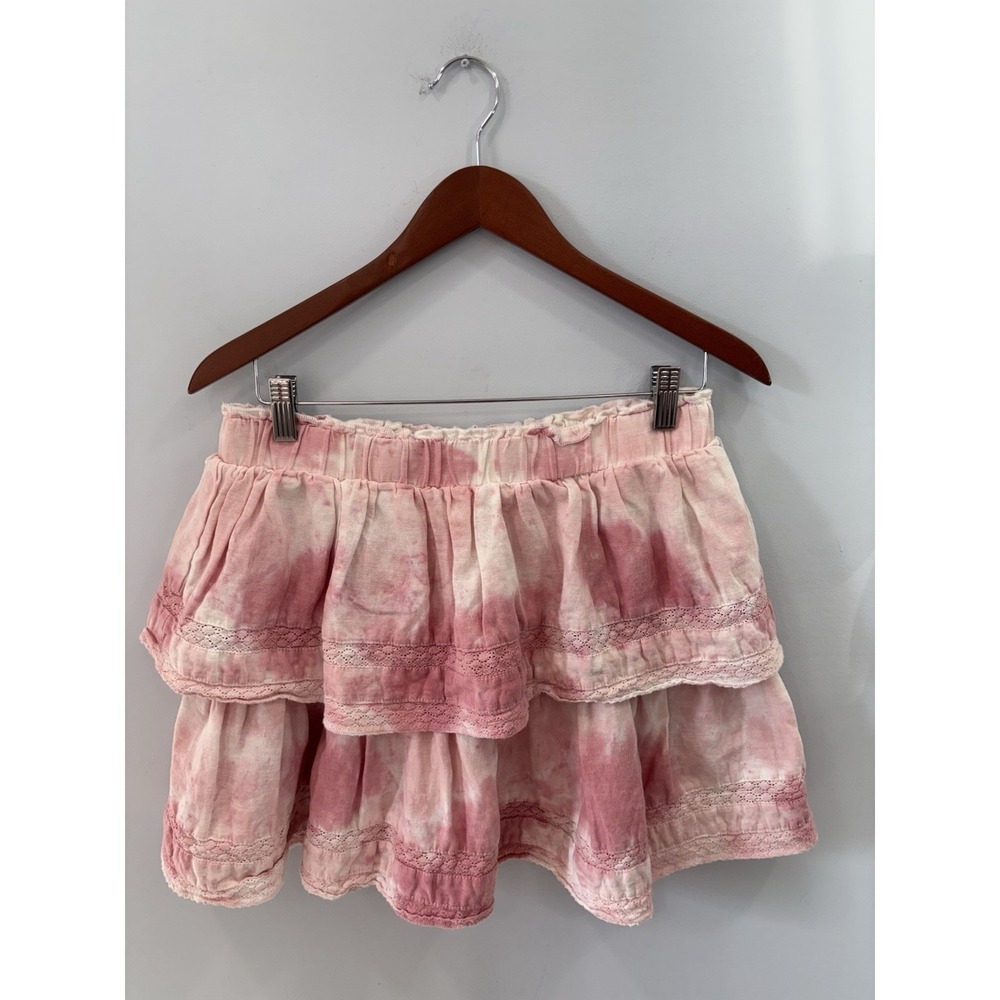 Chelsea & Violet Pink Tie-Dye Tiered Mini Skirt